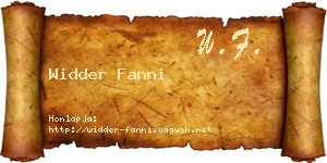 Widder Fanni névjegykártya
